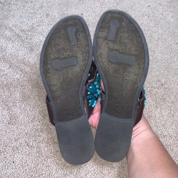 Carlos Santana Turquoise and Brown Beaded Sandals - Picture 7 of 10